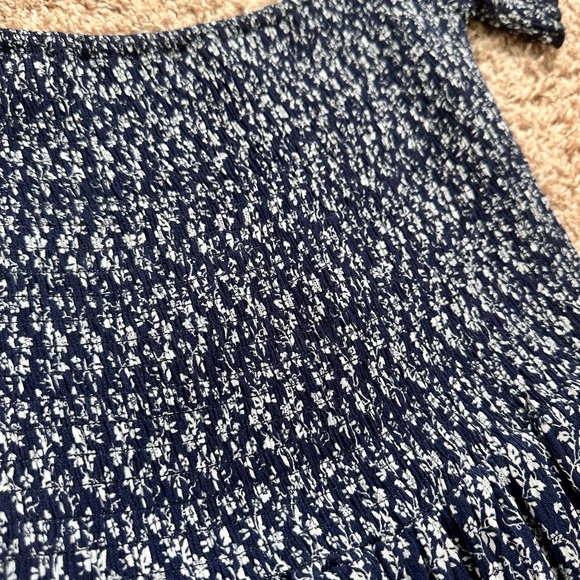 Lulus In The Rhythm Navy Blue Floral Print Off-The-Shoulder Mini Dress - Picture 6 of 11